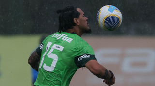 Zagueiro e capitão Gustavo Gómez domina a bola em treino (Foto: Cesar Greco/SEP)