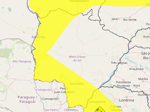 MS tem avisos para risco de chuva intensa e vendaval