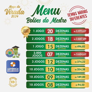 Menu dos melhores bolões do Mestre do Bolão, com cotas a partir de R$ 94,50 (Foto: Divulgação)