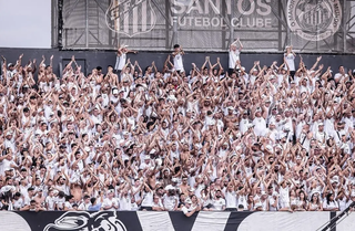 Torcida do Santos comemorando título neste domingo (Foto: Divulgação/Santos) 