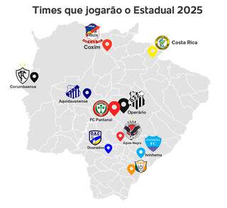 Times de Mato Grosso do Sul que jogarão o Estadual em 2025 (Arte: Lennon Almeida)