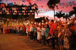 Comunidade se reúne para receber o festival típico. (Foto: Arquivo/Leandro Benites)