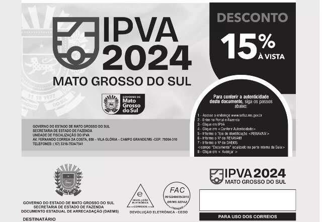 Donos de ve&iacute;culos receber&atilde;o &ldquo;cartinha&rdquo; do IPVA pela &uacute;ltima vez em 2025