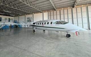 A aeronave de luxo Piaggio P.180, matrícula PP-DLA. (Foto: Divulgação)