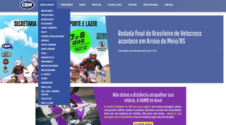 Modalidades disponíveis no site da Confederação Brasileira de Motovelocidade (Foto: Reprodução) 