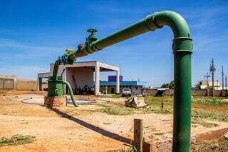 Obra de saneamento básico em Inocência (Foto: Reprodução/ Sanesul)