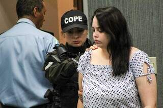 Stephanie de Jesus da Silva em audiência do caso em setembro do ano passado. (Foto: Juliano Almeida)