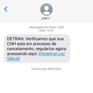 Leitor do Campo Grande News recebeu mensagem nesta terça-feira sobre suposto cancelamento de CNH (Foto: Direto das Ruas).