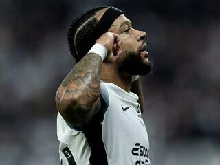 Memphis Depay comemora gol da vitória na Arena. (Foto: Rodrigo Coca/Corinthians)