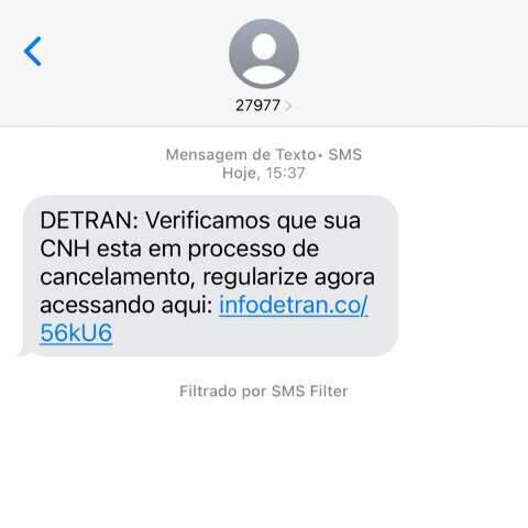 &ldquo;&Eacute; golpe&rdquo;, alerta Detran-MS sobre mensagens de suspens&atilde;o de CNH por SMS