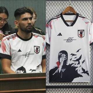 Réu por assassinato, Christian Leitheim usa camiseta de Itachi Uchiha, um dos ninjas da trama japonesa Naruto, que recebe missão e extermina clã (Fotos: Paulo Francis e Divulgação)