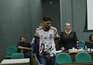 Christian Campoçano Leitheim durante tribunal do júri, na tarde desta quarta-feira (Foto: Paulo Francis)