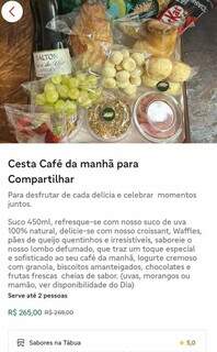 Cesta para café da manhã no Sabores da Tábua. (Foto: Reprodução)