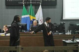 Willer Souza de Almeida e Renato Cavalcante Franco, advogados de defesa de Christian Campoçano Leitheim (Foto: Paulo Francis)