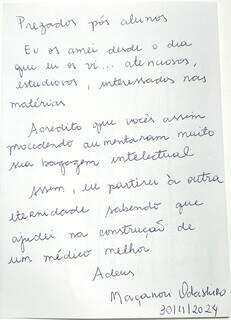 Antes de morrer, professor deixou carta emocionante aos alunos