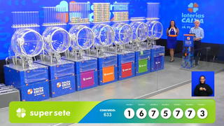 Concurso 633 da Super Sete teve como colunas os números: 1, 6, 7, 5, 7, 7, 3. (Foto: Reprodução/Caixa)