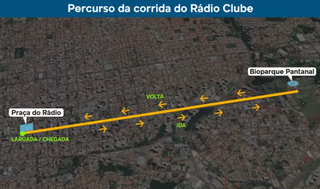 Mapa do percurso da prova deste domingo (Arte: Lennon Almeida)