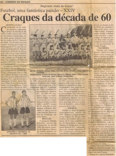 Matéria publicada no jornal Correio do Estado sobre jogadores da década de 1960. (Foto: Arquivo/Correio do Estado)