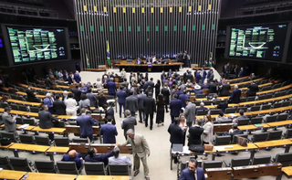 Os parlamentares circulavam durante a votação nominal, exposta nos telões do plenário. (Foto: Vinícios Loures/Câmara dos Deputados)