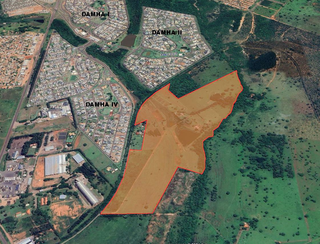 Àrea demarcada em laranja mostra local de novo loteamento. (Foto: Reprodução)