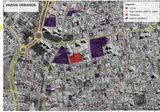 Mapa satélite destacando os vazios urbanos da região (Imagem: Reprodução)