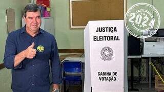 Governador Eduardo Riedel deixando cabine de votação no pleito de 2024 (Foto: Marcos Maluf)