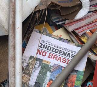 Livros foram descartados na Rua Amazonas com a 13 de Junho (Foto: Natália Olliver)