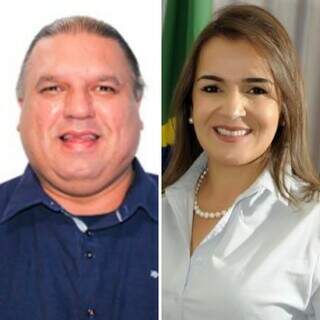 Claudião, prefeito de Jaraguari, à direita e Adriane Lopes, prefeita de Campo Grande à esquerda (Foto: Divulgação)