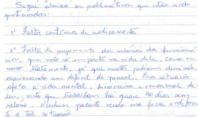 Pacientes denunciam de pr&oacute;prio punho situa&ccedil;&atilde;o prec&aacute;ria da Cl&iacute;nica Carand&aacute;