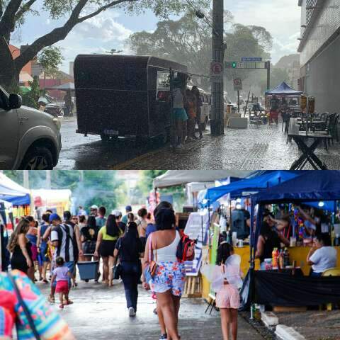 Chuva r&aacute;pida &quot;lava&quot; ruas e n&atilde;o atrapalha in&iacute;cio do segundo dia de bloquinho