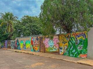 Grafiteiros transformam rua da Vila Nhanh&aacute; em galeria de arte ao ar livre