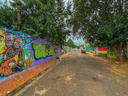 Grafiteiros transformam rua da Vila Nhanh&aacute; em galeria de arte ao ar livre