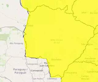  Inmet coloca todos os munic&iacute;pios de MS sob risco de chuva intensa neste domingo