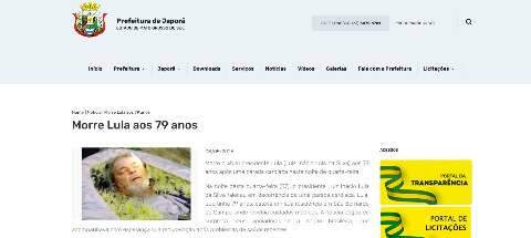 Prefeitura de Japor&atilde; registra BO ap&oacute;s fake news sobre morte de Lula 