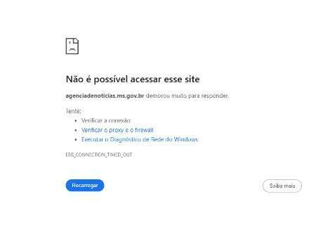 Problema em central deixa sites e sistemas do governo fora do ar em MS