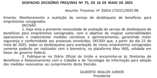 INSS exige biometria para desbloquear empr&eacute;stimo consignado a partir do dia 23