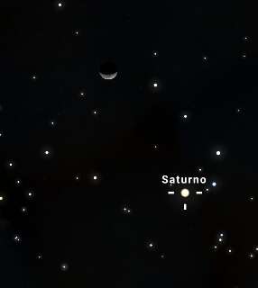 Vis&iacute;vel a olho nu, Saturno ser&aacute; o ponto mais brilhante pr&oacute;ximo &agrave; Lua