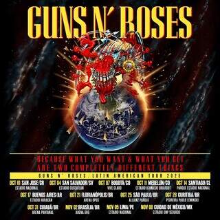 Guns N&rsquo; Roses confirma show em Cuiab&aacute; e j&aacute; tem f&atilde; calculando bate e volta