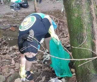 Volunt&aacute;rios retiram 20 sacos de lixo da &quot;casa dos quatis&quot;