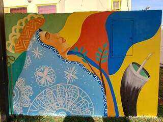 Artista leva cores e cultura guarani à principal praça de Ponta Porã Artista leva cores e cultura guarani à principal praça de Ponta Porã
