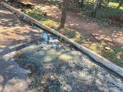 Morador denuncia vazamento de esgoto que afeta avenida h&aacute; 1 semana 