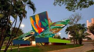 Mural com fauna pantaneira vai colorir Concha Ac&uacute;stica e mudar cara de pra&ccedil;a