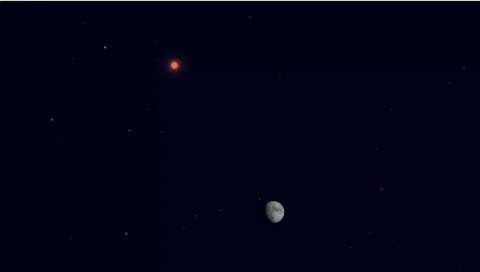 Olhe para o c&eacute;u: Marte e lua estar&atilde;o lado a lado na pr&oacute;xima semana