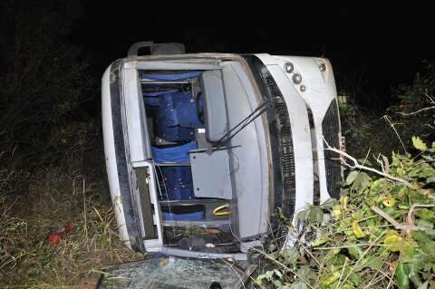 &Ocirc;nibus com atletas de escolinha de futebol capota na rodovia 