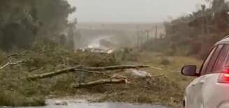 Vendaval e chuva atingem cidades da fronteira e interditam rodovia