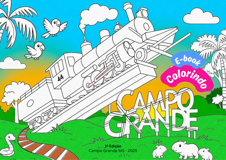 Pontos turísticos de Campo Grande viram livro ilustrado para pintar