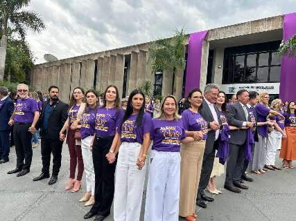 Deputados formam cora&ccedil;&atilde;o humano no encerramento do Agosto Lil&aacute;s na Assembleia