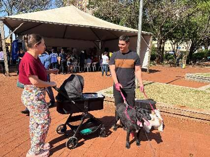 Fam&iacute;lias aproveitam manh&atilde; de s&aacute;bado para vacinar pets na Pra&ccedil;a Ary Coelho