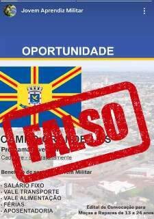 Prefeitura da Capital alerta sobre golpe do &quot;Jovem Aprendiz Militar&quot;