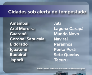 Meteorologia alerta para chuva intensa e ventos de at&eacute; 60 km/h em 16 cidades 